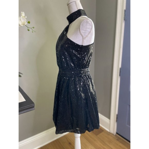 DO+BE Sequin One Shoulder Choker Dress Black Small - Picture 7 of 11